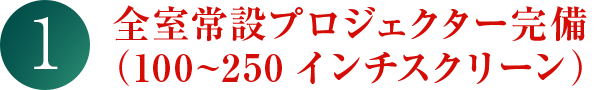全室常設プロジェクター完備（100~250インチスクリーン）